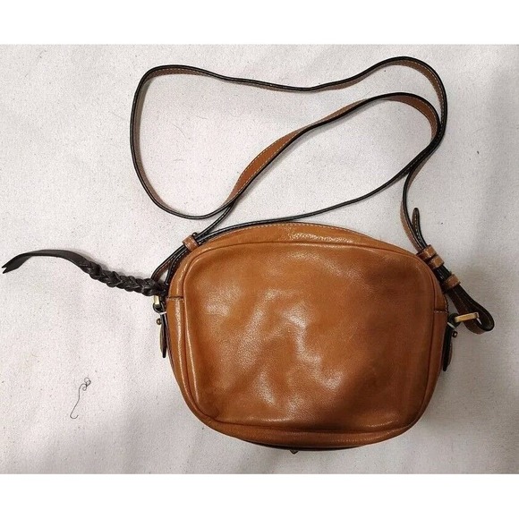 Fossil Vintage Brown Leather Folding Flap Saddle Bag Purse Crossbody - Picture 3 of 10